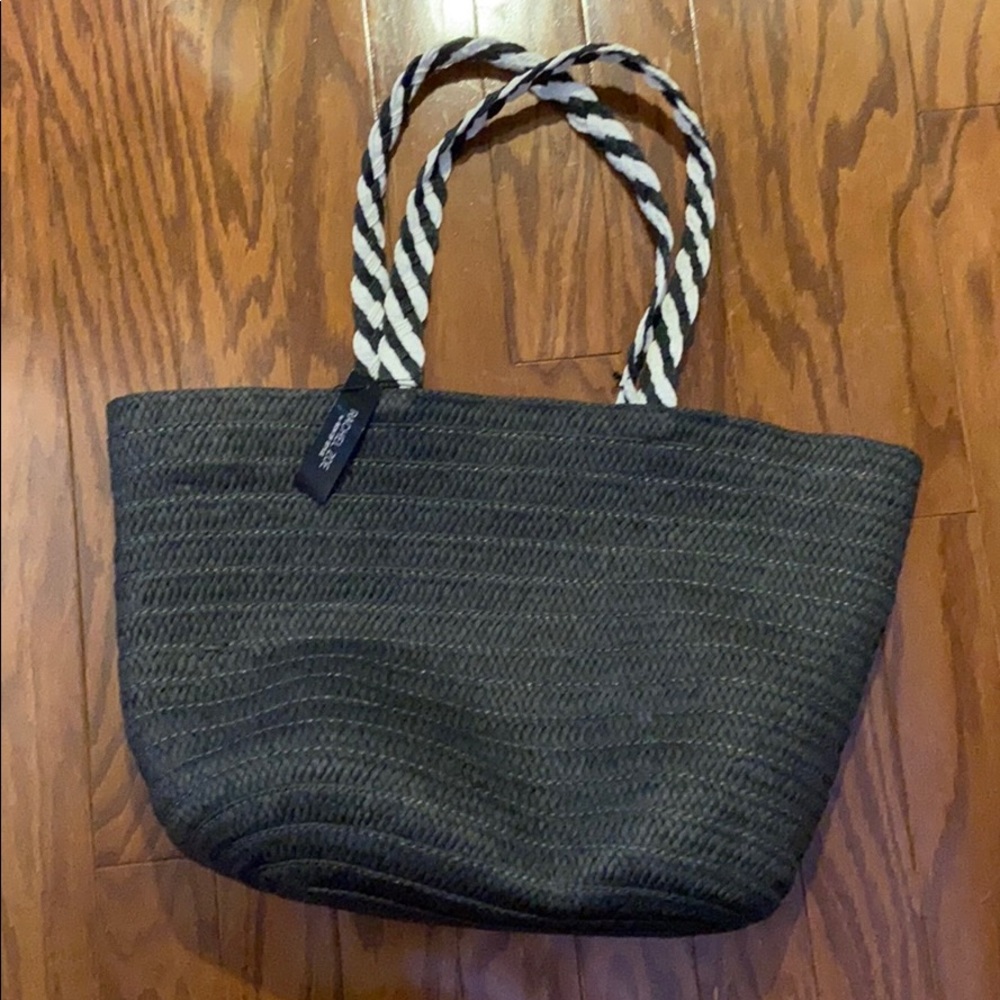 Black straw beach tote from Rachael Zoe